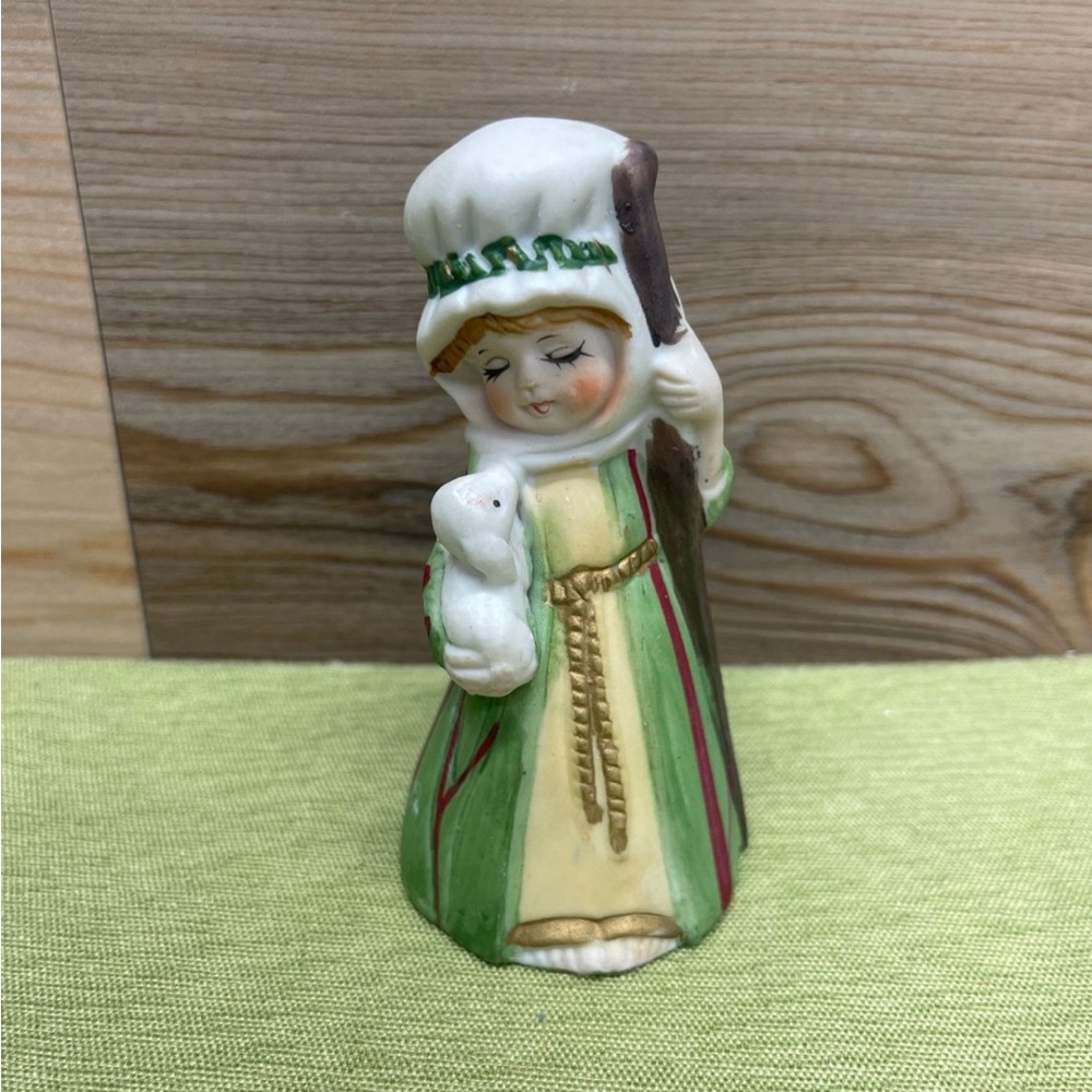 Vintage 1978 Jasco Merri Bells Bisque Girl Shepherd & Lamb Christmas